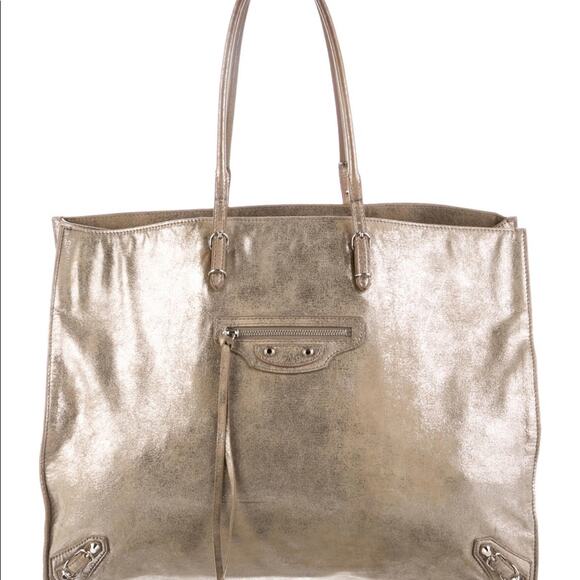 Balenciaga Handbags - Balenciaga Papier A4 Motocross Tote Leather Gold